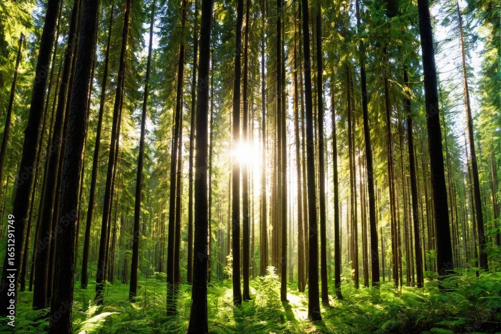 Obraz premium 森, 木, 自然, 緑, 風景, とぶ, サマータイム, 公園, 太陽, パス, 木の葉, 葉, 松, ウッドランド, 太陽光, 光, 