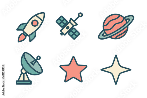 Space exploration vector illustration featuring rockets and planets