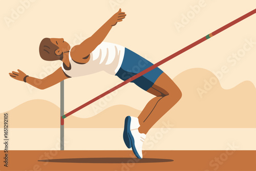 High Jump in Track and Field Competition Illustration