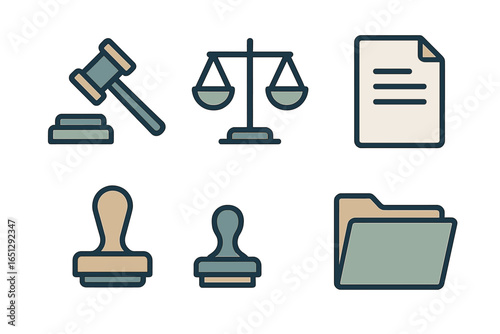 Legal tools and symbols for justice system illustration