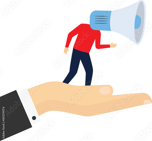 Acting spokesman on behalf of the giant, vector illustration business character design,

