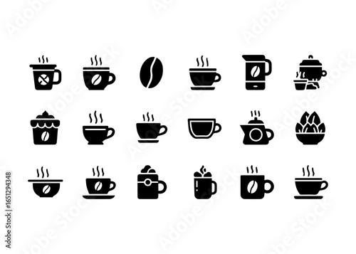 Coffee Icons Collection: Cups, Beans, and More