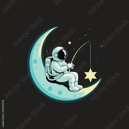 fishing in the night in moon