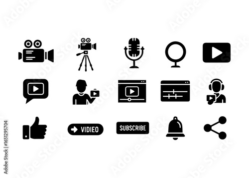 Collection of Video and Social Media Icons