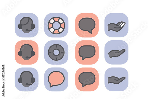 Vector icons for customer support and communication