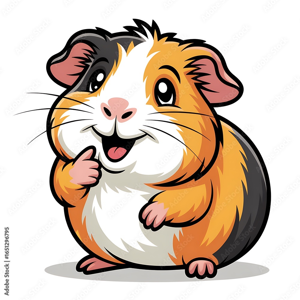 Obraz premium Adorable Cartoon Guinea Pig Character with Bright Colors and Cheerful Expression Perfect for Children's Illustrations and Animated Content