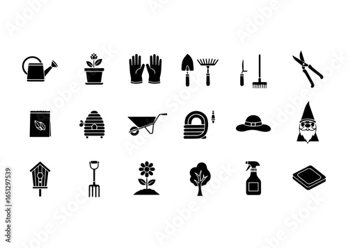 Gardening Tools and Supplies Icons Collection