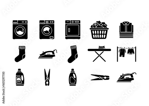 Laundry and Cleaning Icons Collection