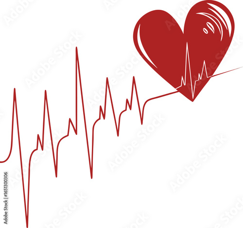 Young man walking stealthily on blue line graph ECG and heartbeat concept