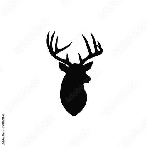 Black deer head with antlers silhouette stag animal