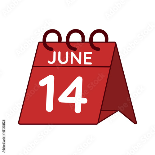 june 14 desk calendar vector on white background
Vector red calendar flat icon