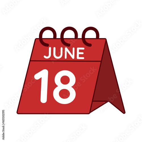 june 18 desk calendar vector on white background
Vector red calendar flat icon