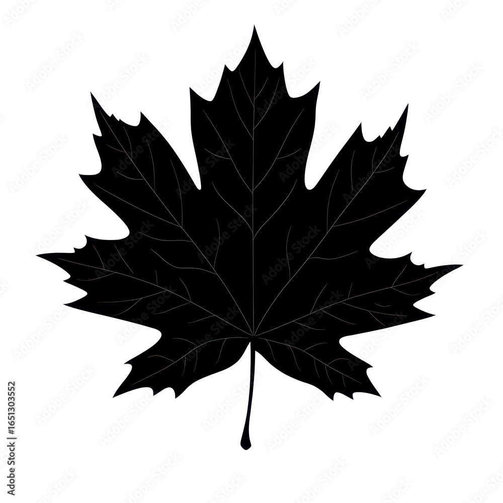 Naklejka premium Maple leaf black outline vector, Vector graphic of a maple leaf, outlined in black, isolated on transparent background