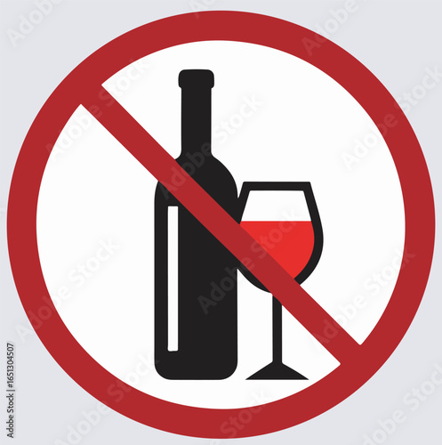 no alcohol sign silhouette vector art illustration, no alcohol sign