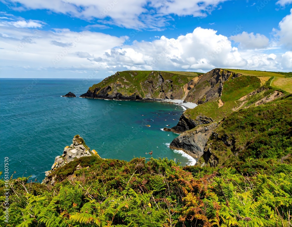 Fototapeta premium Coastal landscape with dramatic cliffs and clear blue water