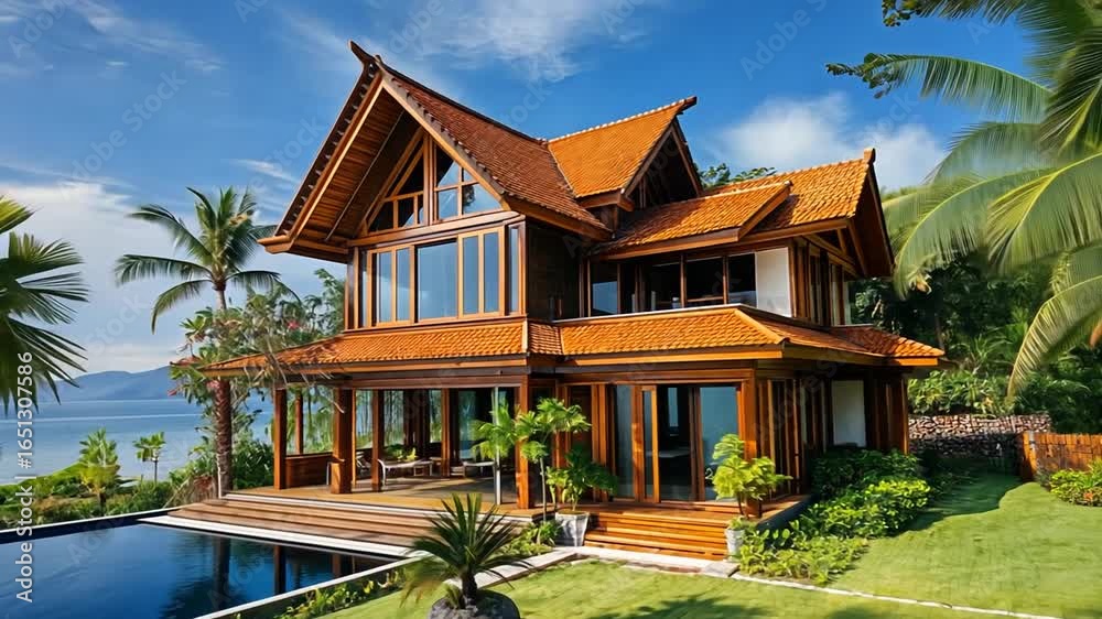 Luxurious wooden house with ocean view and swimming pool Luxurious wooden house with ocean view and swimming pool