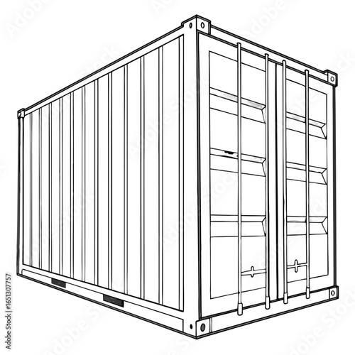 Shipping Cargo Container Outline Illustration