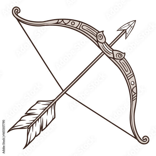 Traditional Bow and Arrow Illustration