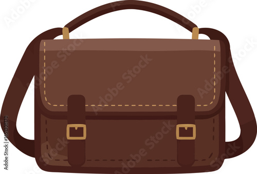 Classic brown leather satchel bag with top handle and adjustable shoulder strap perfect for work or school