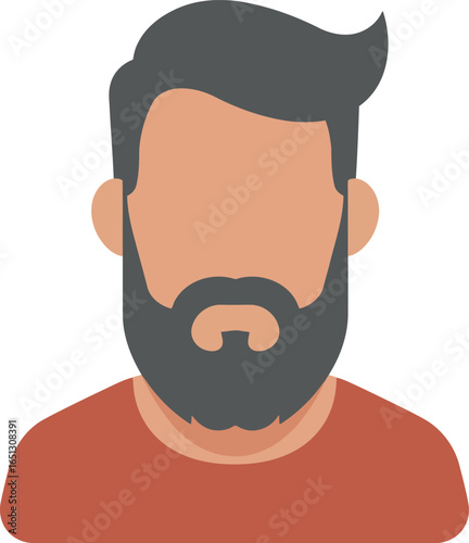 Modern flat illustration of a bearded man with stylish hair and a casual orange shirt