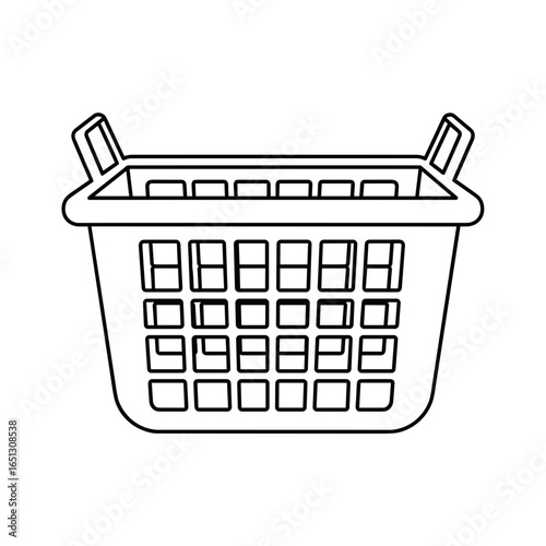 Simple outline of a laundry basket in minimalist design  