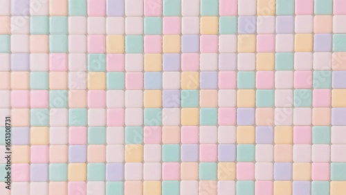 淡い色彩のパステルカラーのグリッドモザイクタイルのパターン背景
