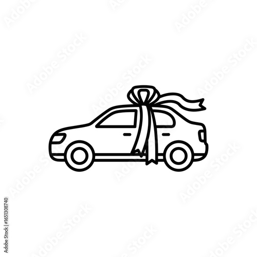 Car with ribbon symbolizing gift or surprise  