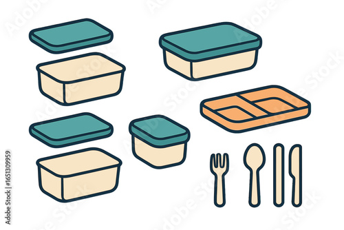 Various containers and utensils for food storage and serving