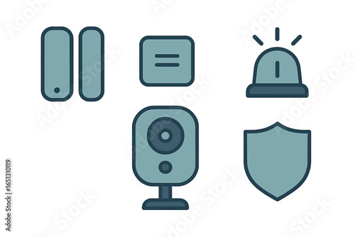 Vector illustration of security system elements in a modern design