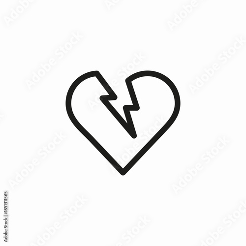 broken heart lightning icon sign vector