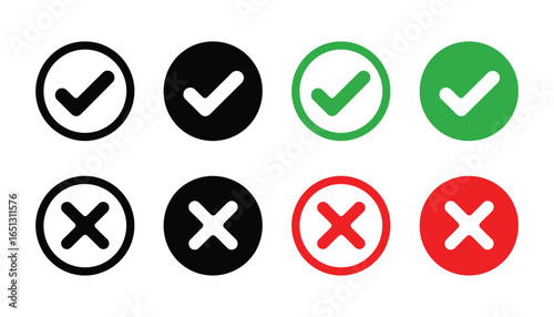 Checkmark and cross symbol vector illustration. tick and wrong symbol