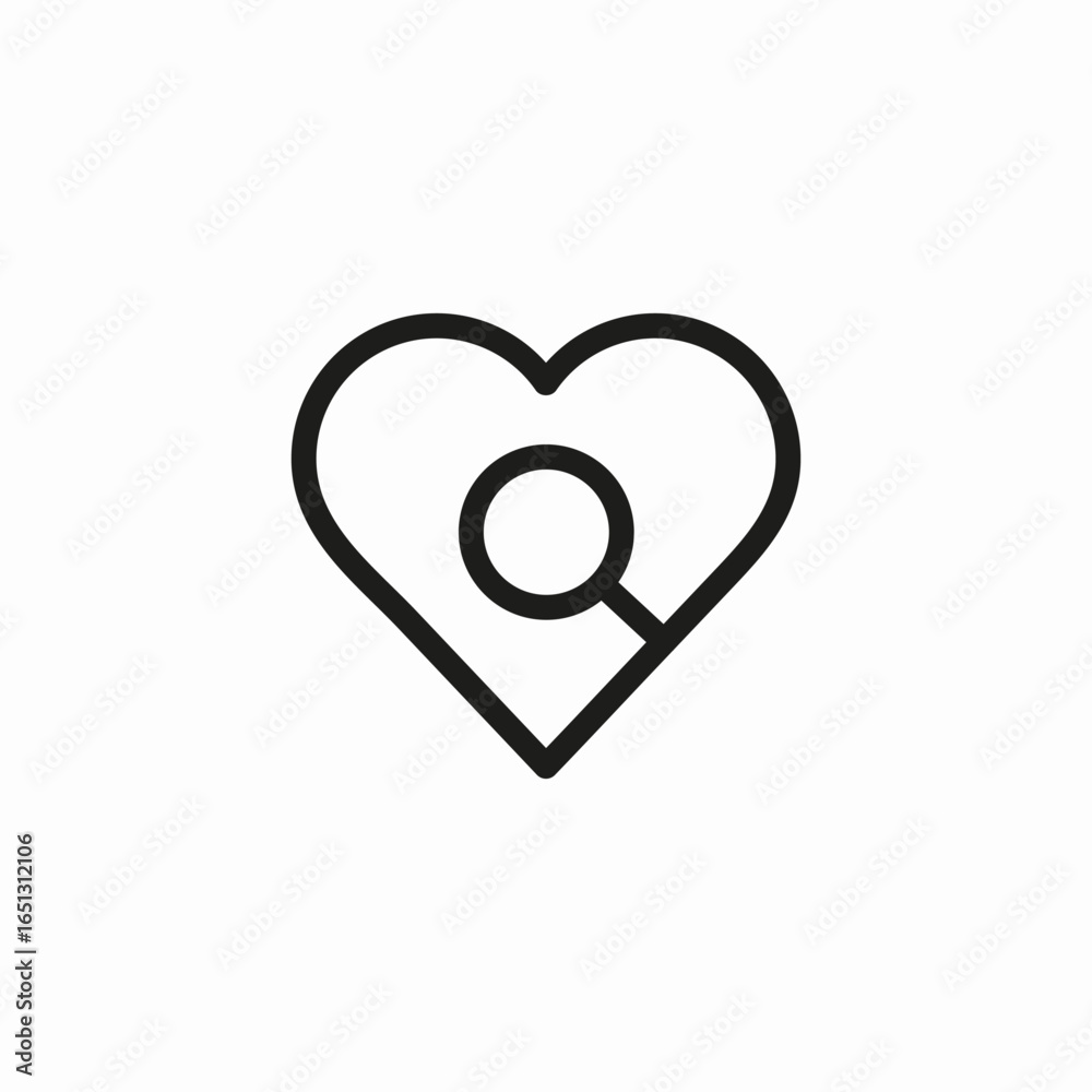 Fototapeta premium heart search magnifying glass icon sign vector