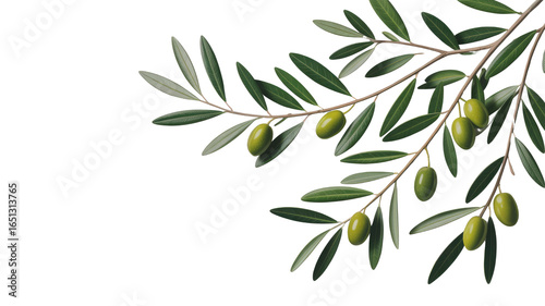 Lush Olive Branch with Ripe Green Olives on Transparent Background