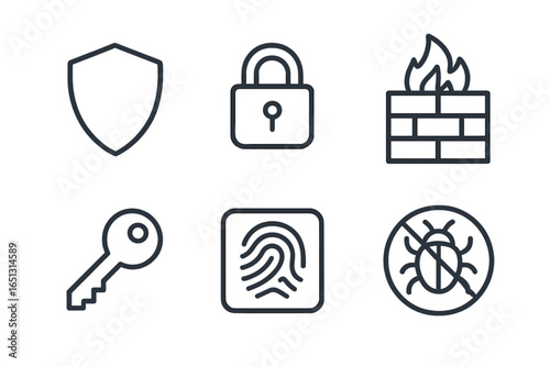 Security icons representation for digital protection and safety