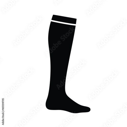 Black knee high sock with white band vector