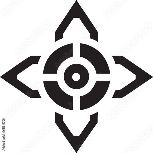 Compass rose Tattoo Black Silhouette Vector
