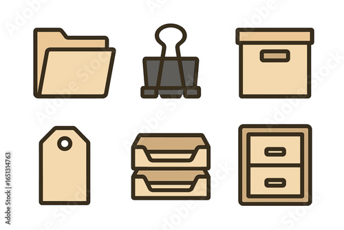 Office supplies vector illustration for organization and storage