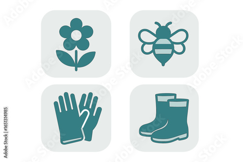 Gardening tools and nature elements vector illustration