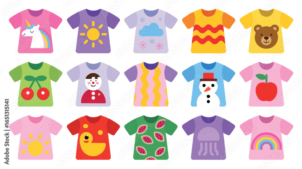 Obraz premium a-collection-of-15-colorful-cartoon-t-sh_G-BBoDH6SnSBXU8rZBZGpg_BD71FYfwTyGwcLxs_RWYYA_traced