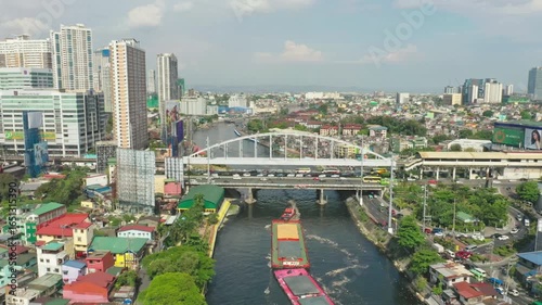 Aerial view of the pasig river and the city skyline of manila, philippines