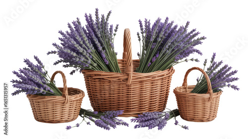 Lavender Bunches in Wicker Baskets - Rustic Still Life Photography