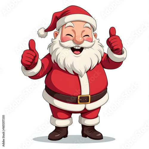 Cheerful santa giving thumbs up