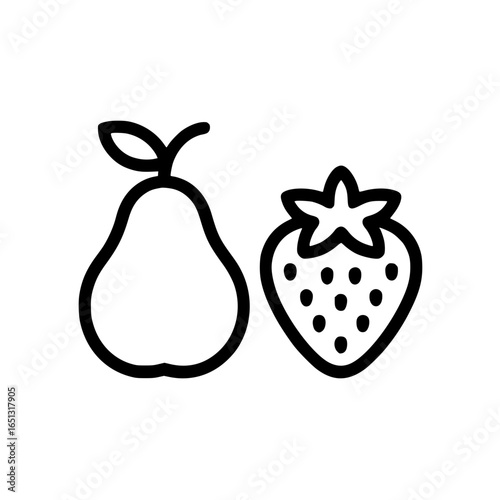 Outline icon of pear and strawberry