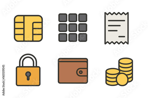 Vector illustration of financial elements including wallet and coins