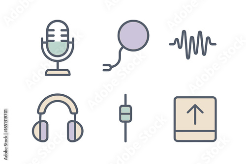 Vector illustration of audio equipment and sound elements