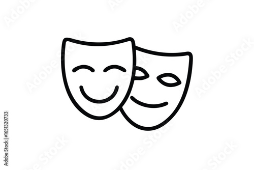 comedy and tragedy theater masks vector art design icon