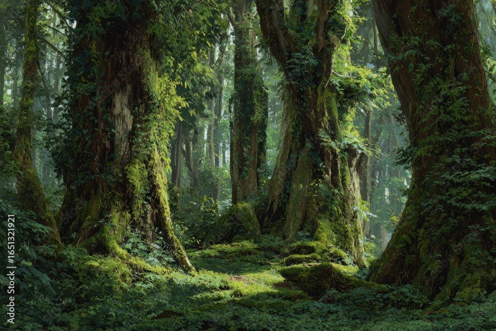 Fototapeta premium Lush, mossy forest floor