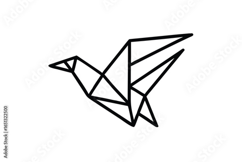 origami crane vector illustration symbol design art