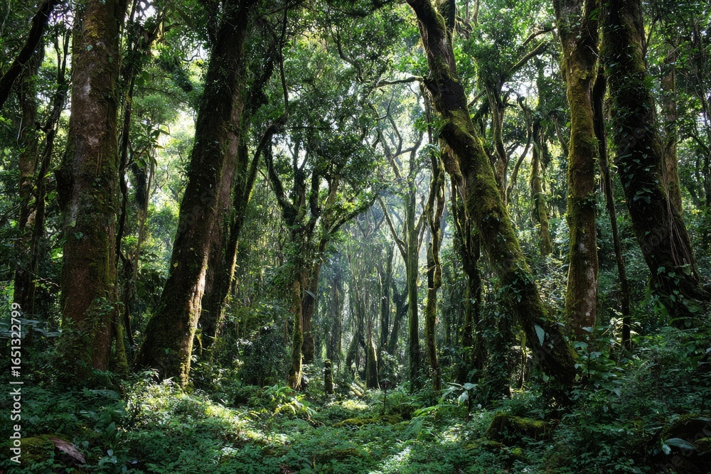 Obraz premium Lush, verdant forest interior