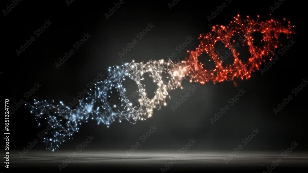 Abstract DNA Double Helix, Genetic Code, Science, Biology, Red and Blue